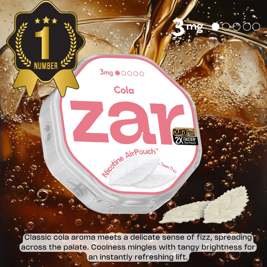 Shop US Oral Product zar AirPouch Cola Flavor Flavour 3mg Nicotine 0.1 mm ultra thin format  🥤