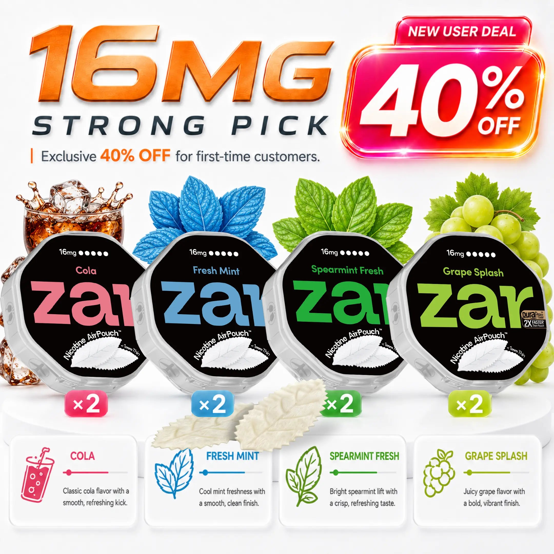16mg x 8 cans * 40% OFF *Limited Offer* Nicotine AirPouch