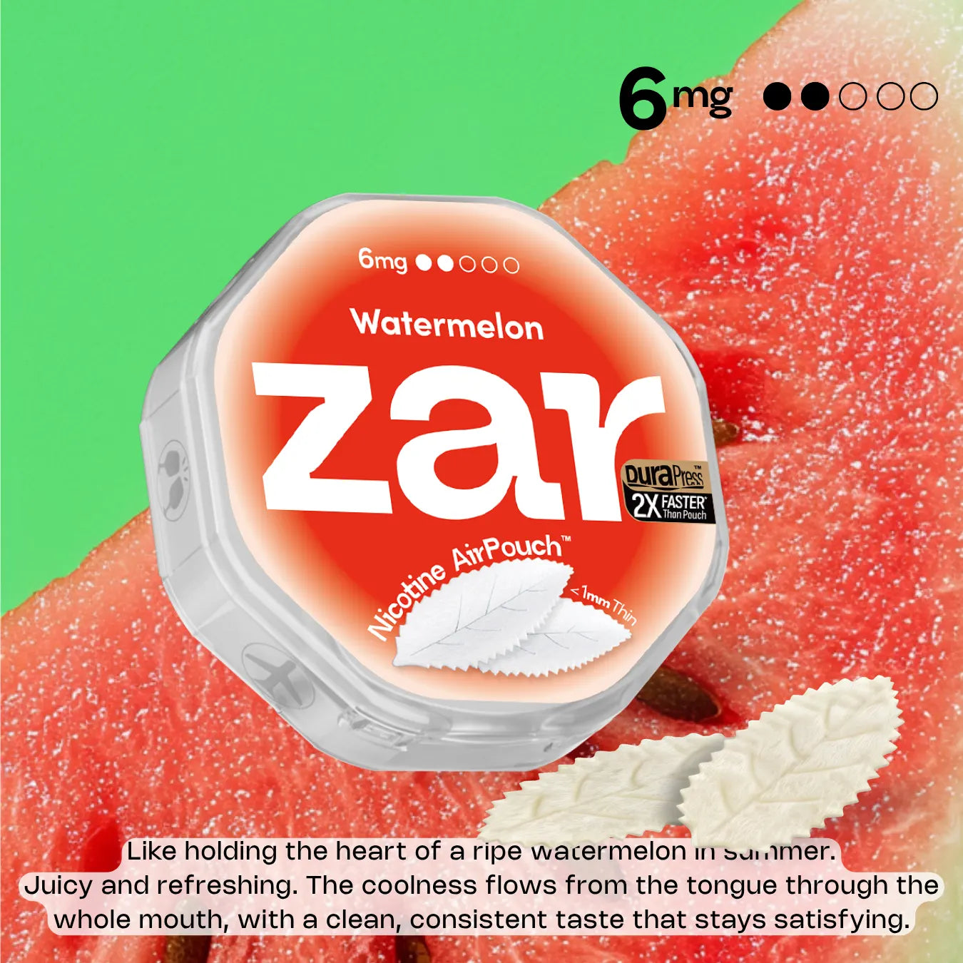 Unwind US Nicotine pouches for on-the-go zar AirPouch Watermelon Flavor Flavour 6mg Nicotine Succulent melon frequency  🍉