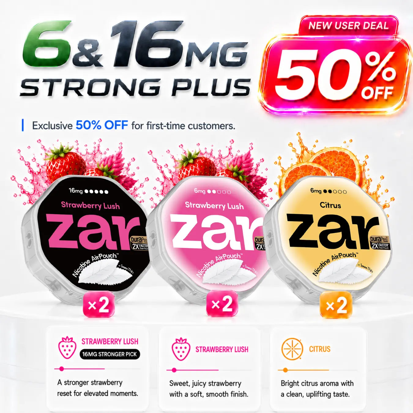 6mg x 4 cans+ 16mg x 2 cans * 50% OFF * Limited Offer *Nicotine AirPouch