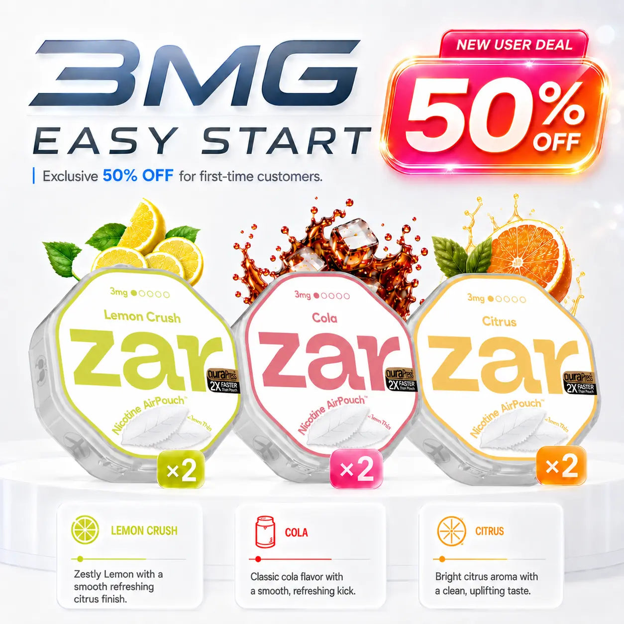 3mg * 6-can pack * 50% OFF *Limited Offer* Nicotine AirPouch