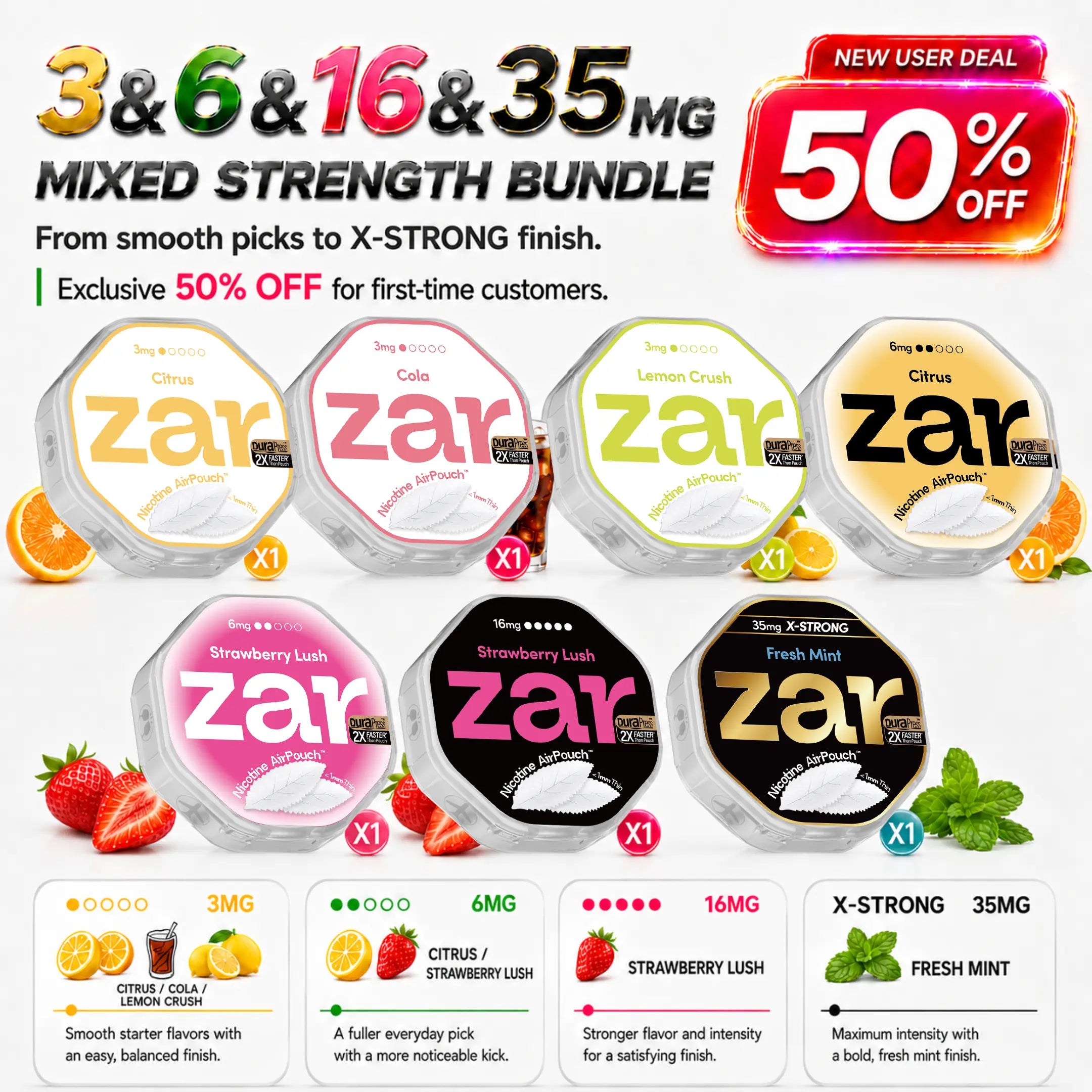 3mg +6mg+16mg+35mg * 7-can pack * 50% OFF *Limited Offer* Nicotine AirPouch