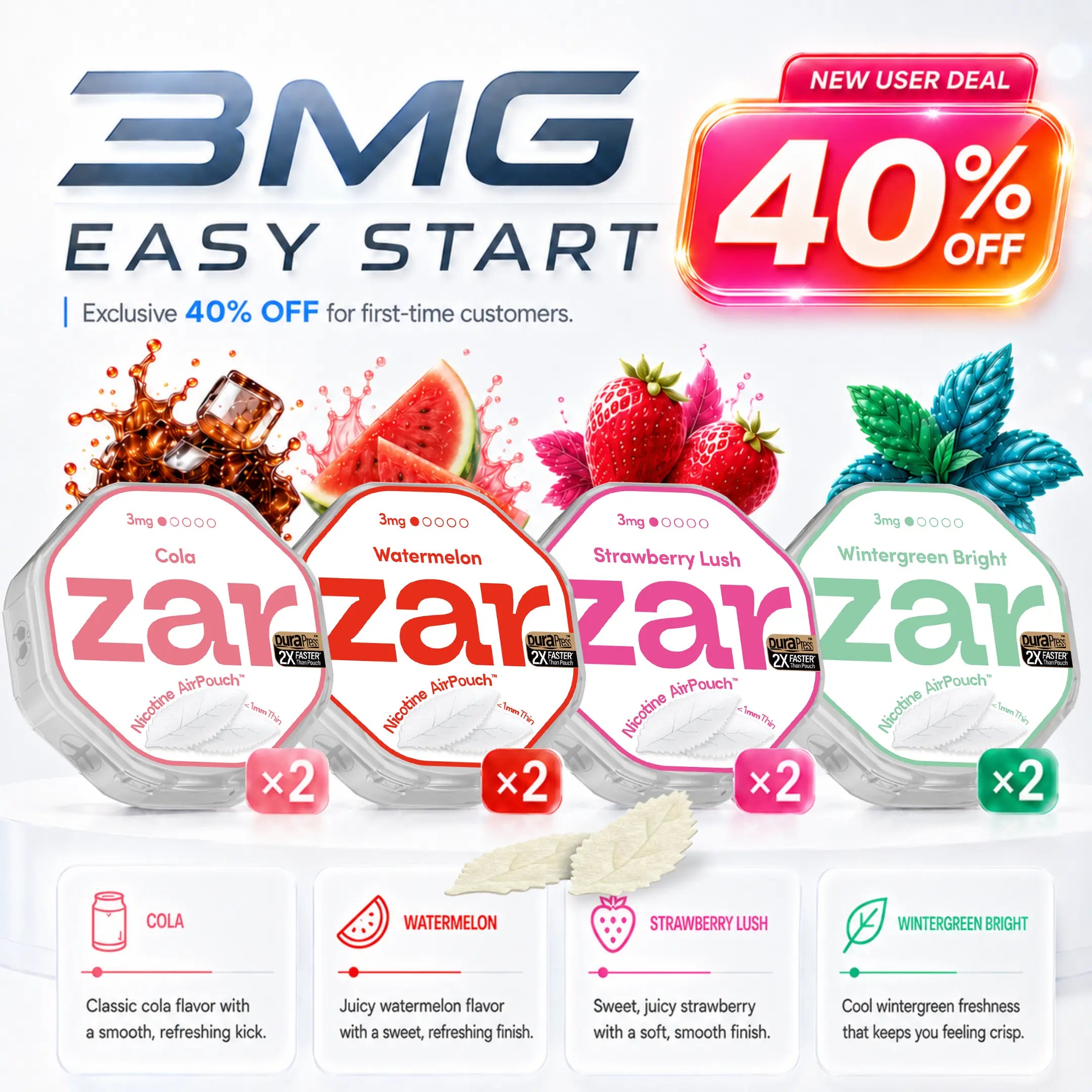 3mg x8 cans * 40% OFF * Limited Offer * Nicotine AirPouch
