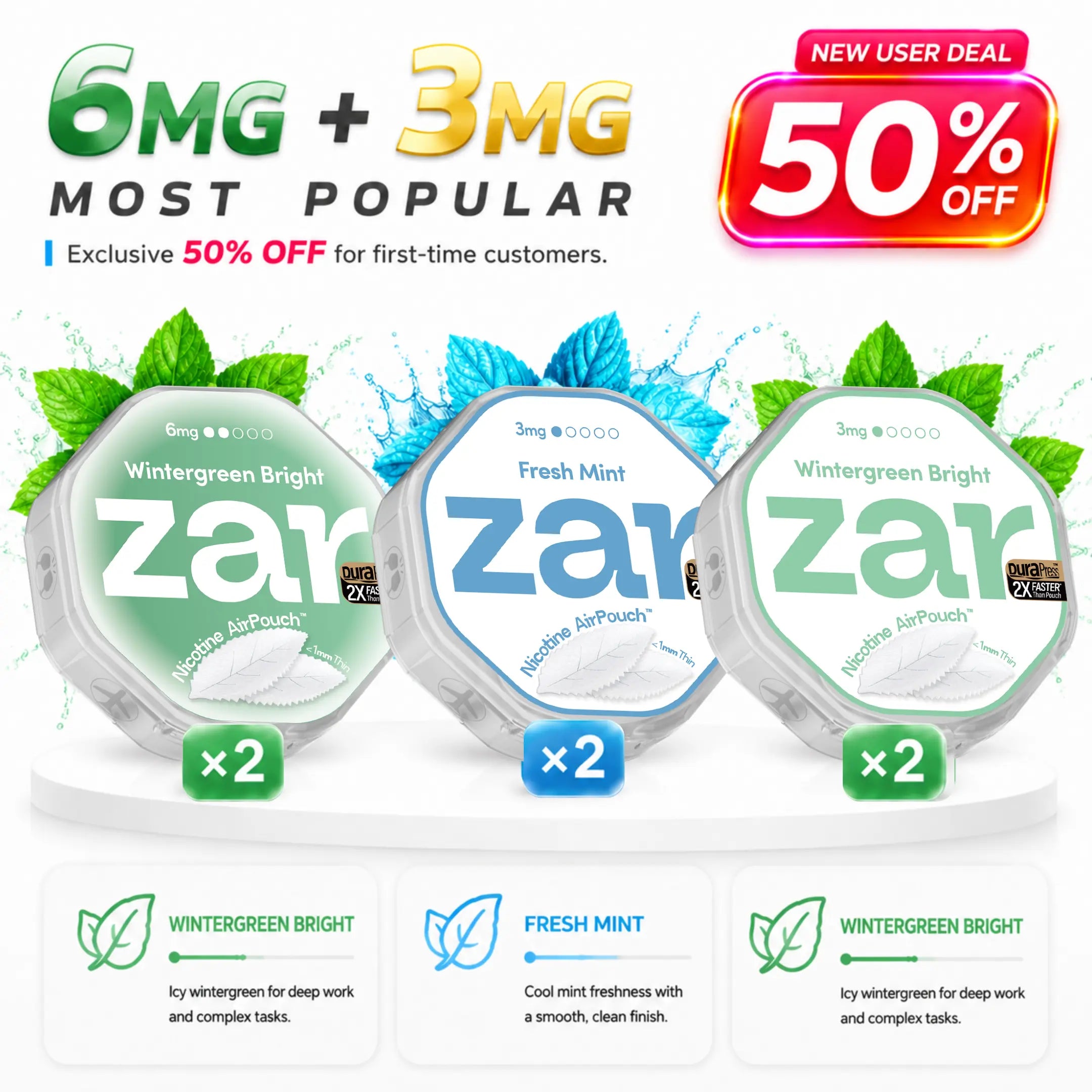 3mg x 4 cans+ 6mg x 2 cans * 50% OFF * Limited Offer *Nicotine AirPouch