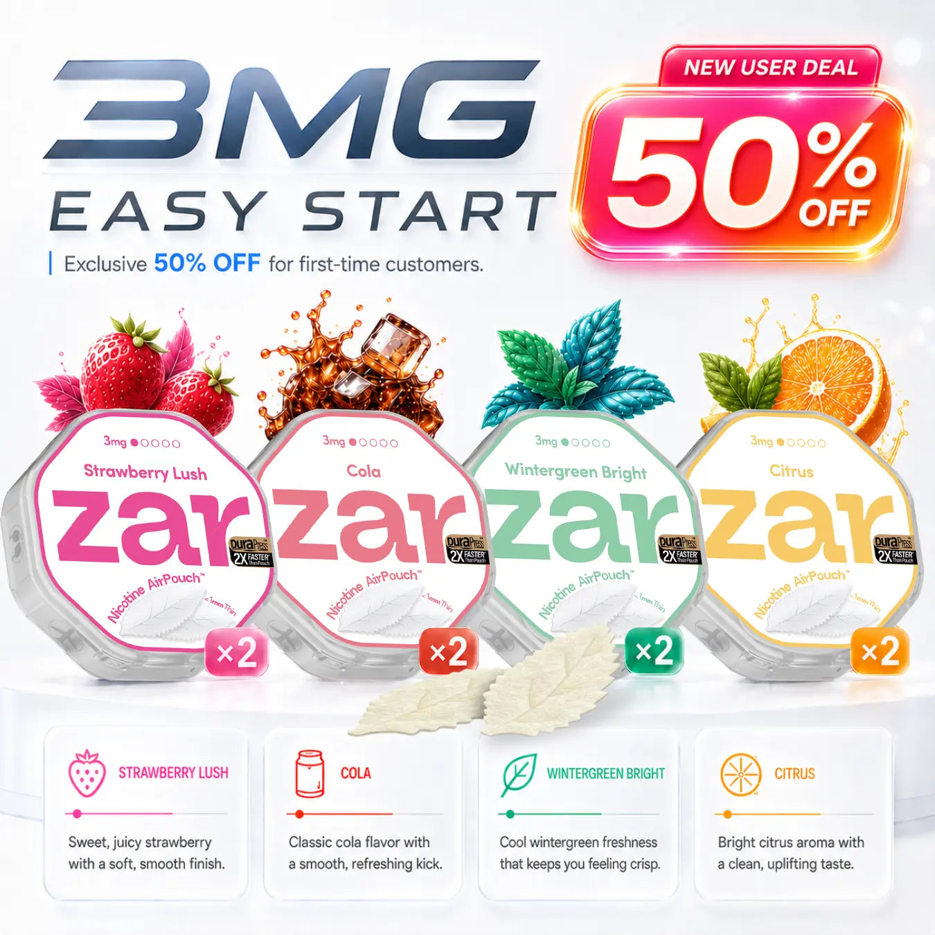 3mg x 8 cans * 50% OFF * Limited Offer * Nicotine AirPouch