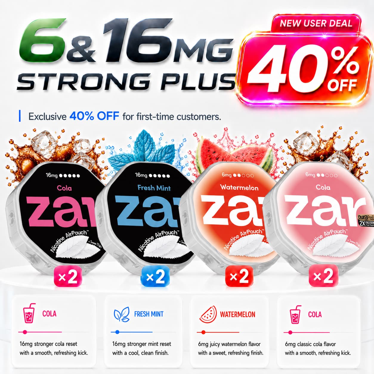 6mg x 4cans +16mg x 4cans * 8-can pack * 40% OFF *Limited Offer* Nicotine AirPouch