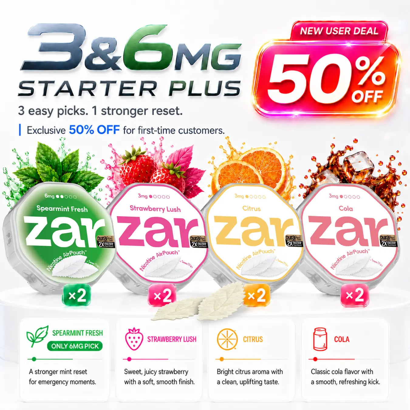 3mg x 6 cans+ 6mg x 2 cans * 50% OFF * Limited Offer *Nicotine AirPouch