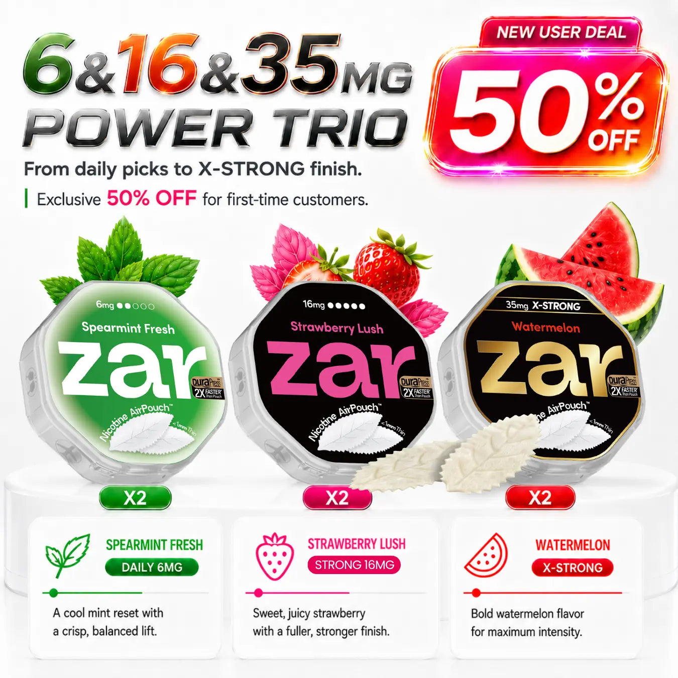 (6mg+16mg+35mg) x 2 cans * 6-can pack * 50% OFF *Limited Offer* Nicotine AirPouch