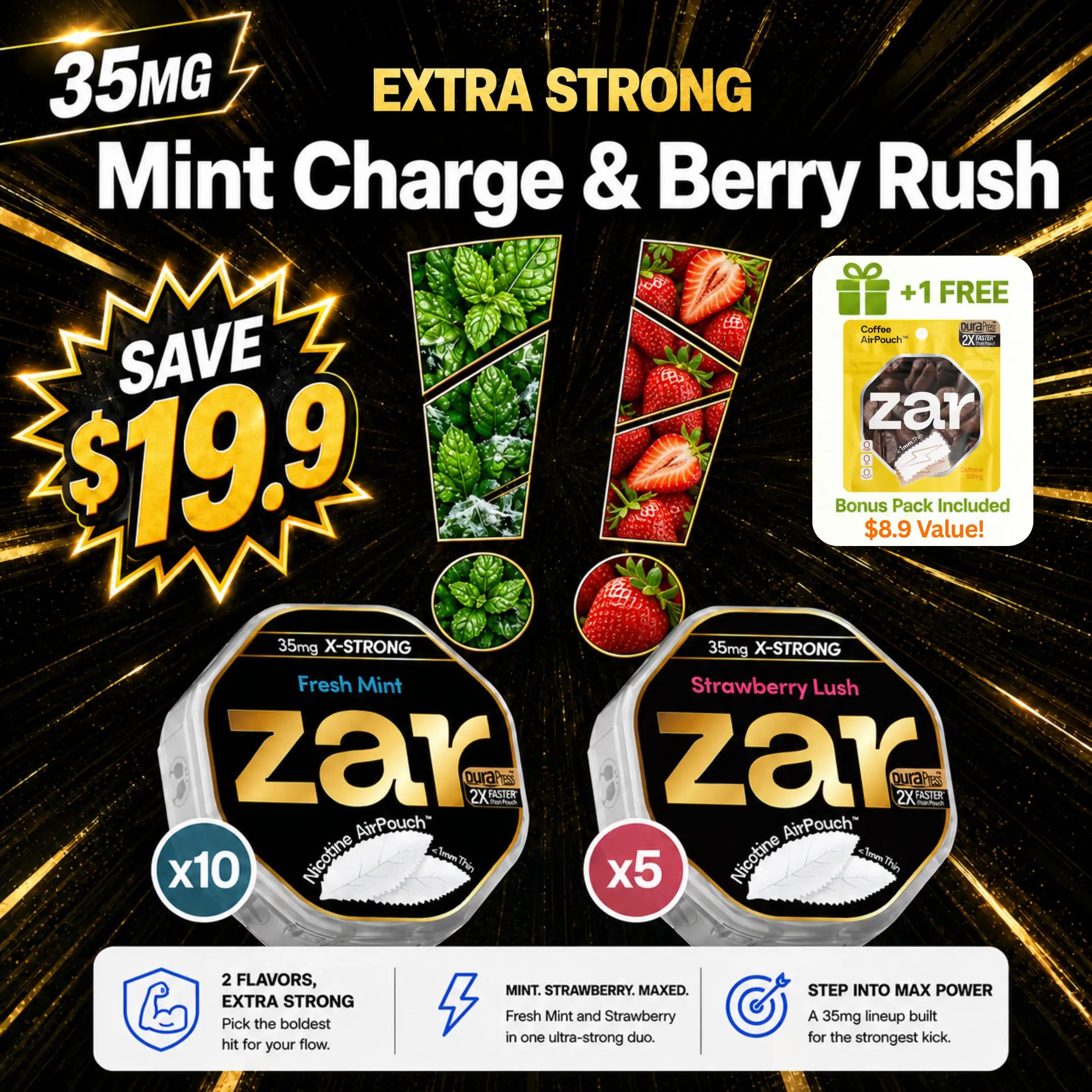 35mg x 15 cans * save $19.9 * Free Caffeine AirPouch * Free Shipping