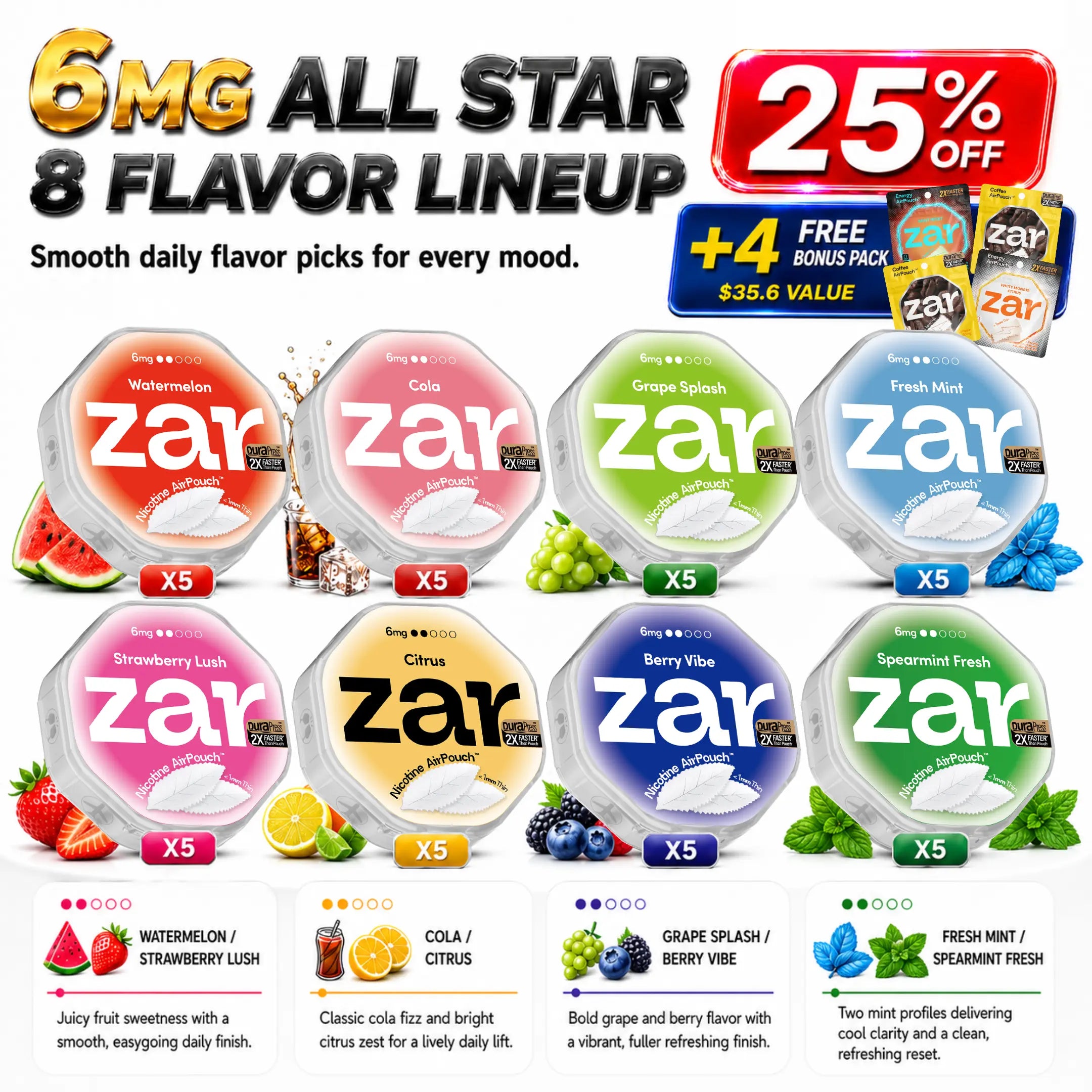 6mg x 40 cans * 25% OFF * Free Caffeine & Energy AirPouch * Free Shipping