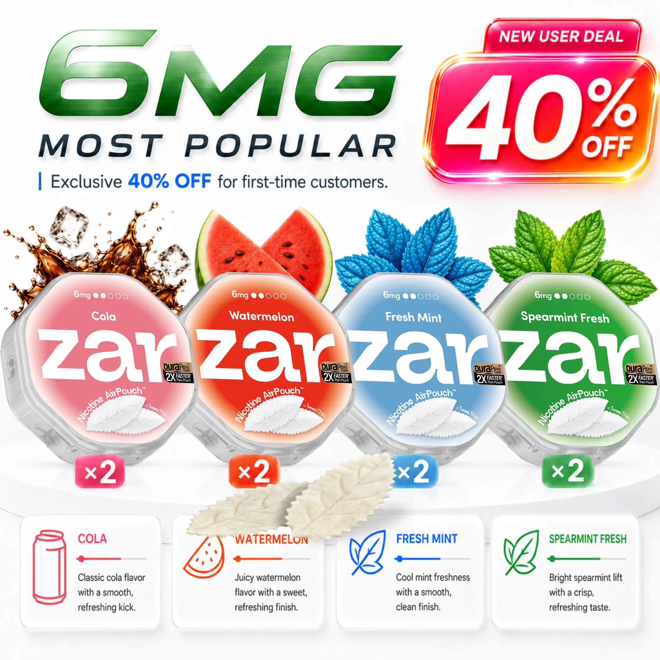 6mg x 8 cans * 40% OFF *Limited Offer* Nicotine AirPouch