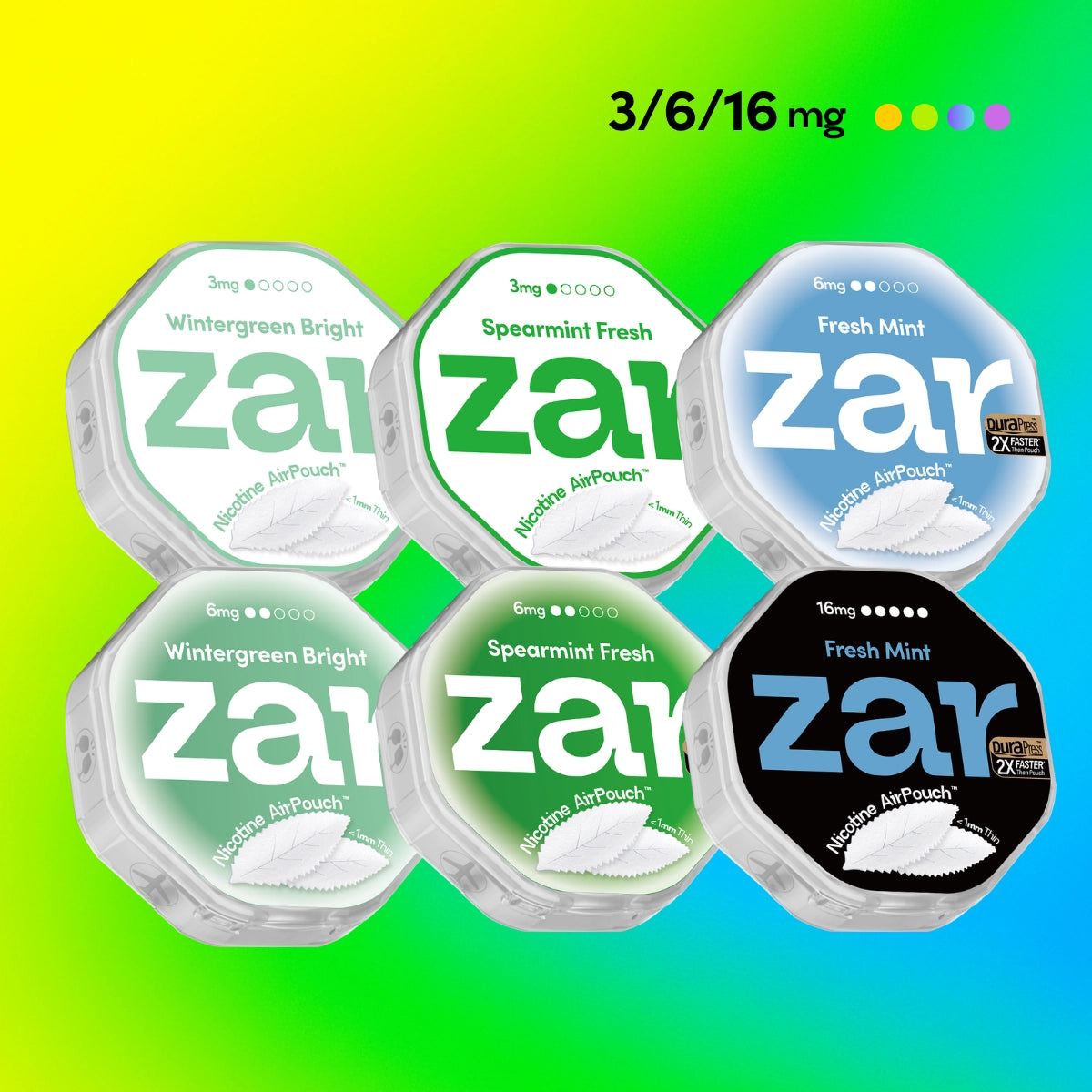 3MG+6MG+16MG Mint Sampler Nicotine AirPouch