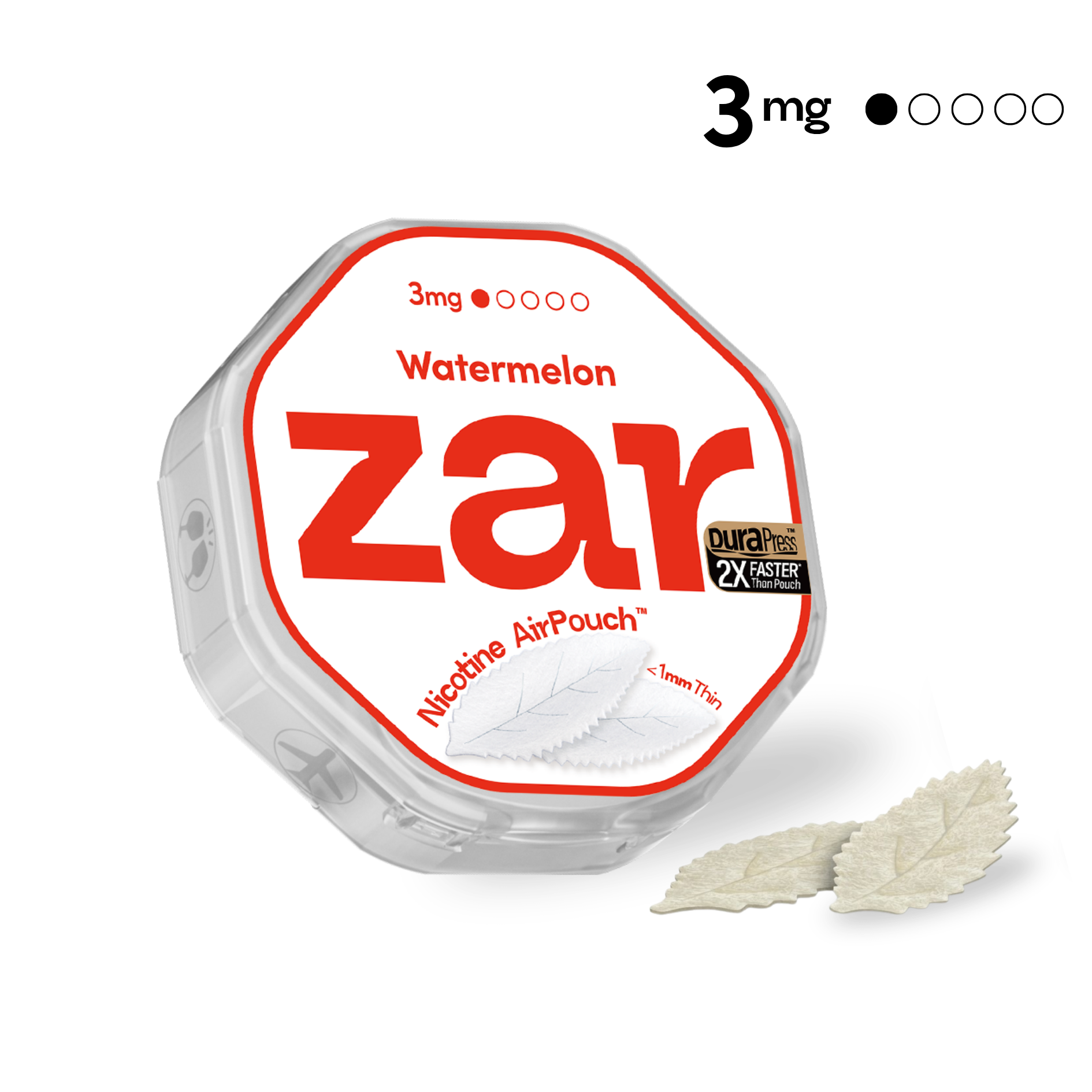 US Buy zar Oral Nicotine AirPouch Watermelon Flavor Fruit Flavour 3mg nicotine levels 20 pcs per can Price USD 4.9 multi-buy up to 30% discount off whole range of options zar pouches nicotine strip snus nicotine pouch dosh pouch