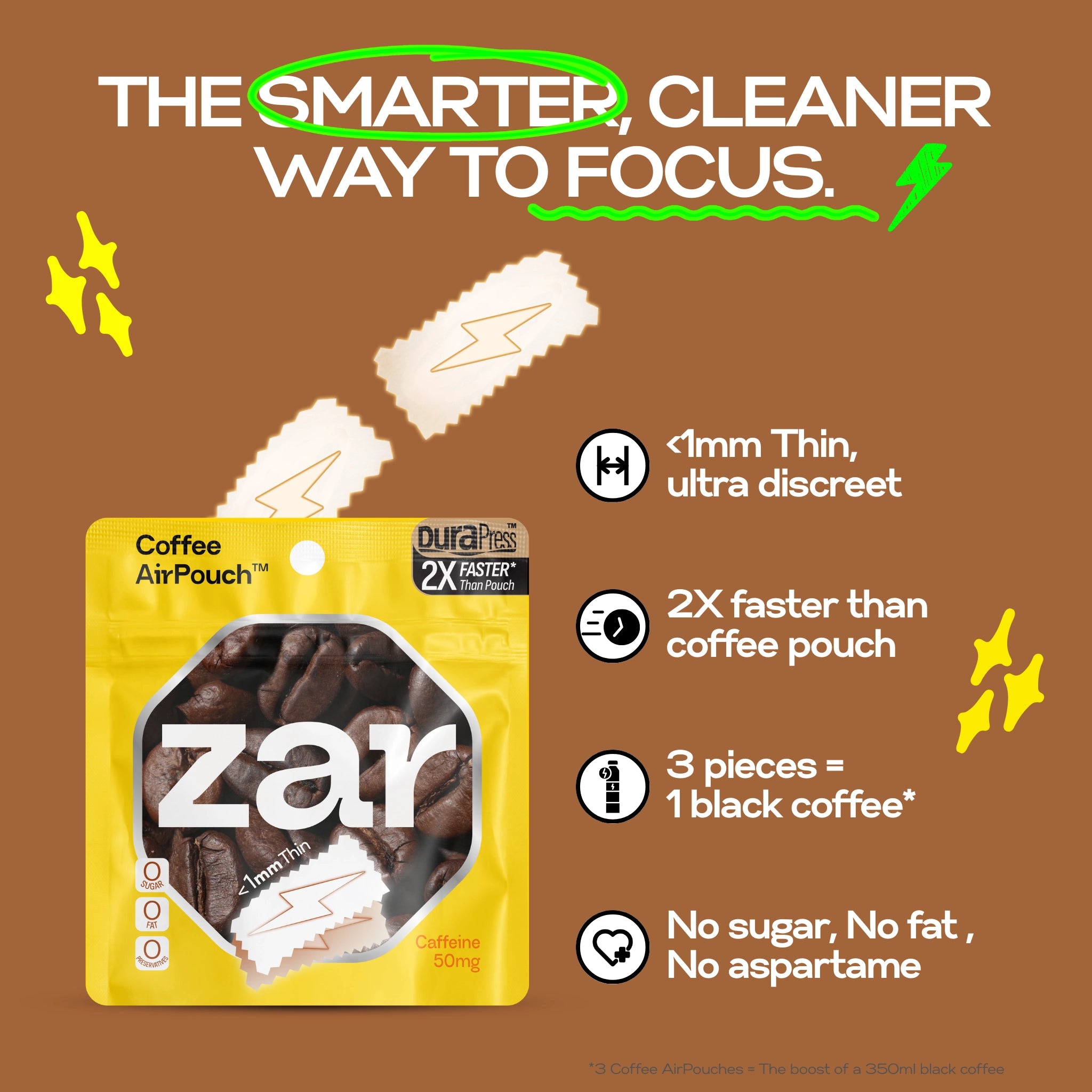 Experience US Nicotine-free, caffeine pouches zar coffee airPouch Coffee Flavor Flavour 50mg Caffeine Smarter, Cleaner way🥤