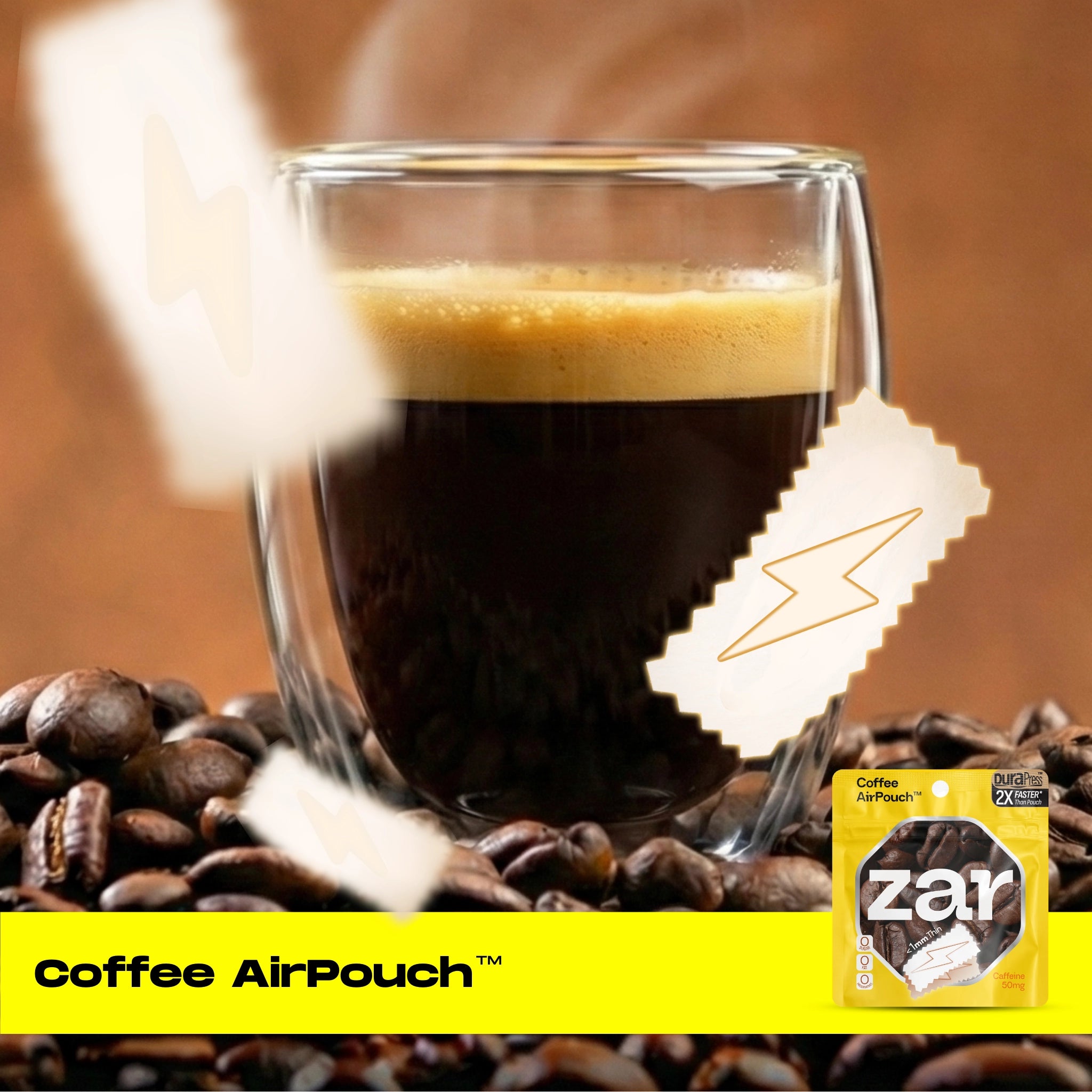 Experience US Nicotine-free, caffeine pouches zar coffee airPouch Coffee Flavor Flavour 50mg Caffeine 3pcs equal 1 cup of black coffee🥤