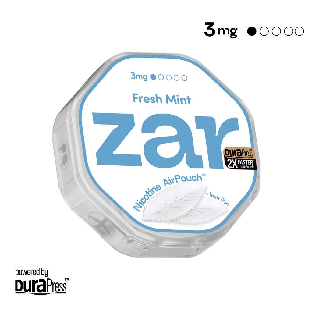 US Purchase zar Oral Nicotine AirPouch Fresh Mint  Flavor Mint Flavour 3mg nicotine levels 20 pcs per can Price USD 4.9 10% discount sitewide nicotine level options zar pouches nicotine strip snus nicotine pouch dosh pouch