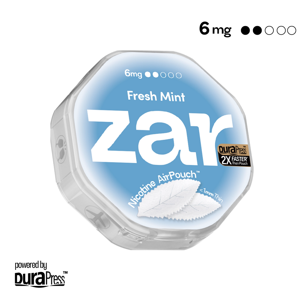 US Purchase zar Oral Nicotine AirPouch Fresh Mint  Flavor Mint Flavour 6mg nicotine levels 20 pcs per can Price USD 4.9 10% discount sitewide nicotine level options zar pouches nicotine strip snus nicotine pouch dosh pouch