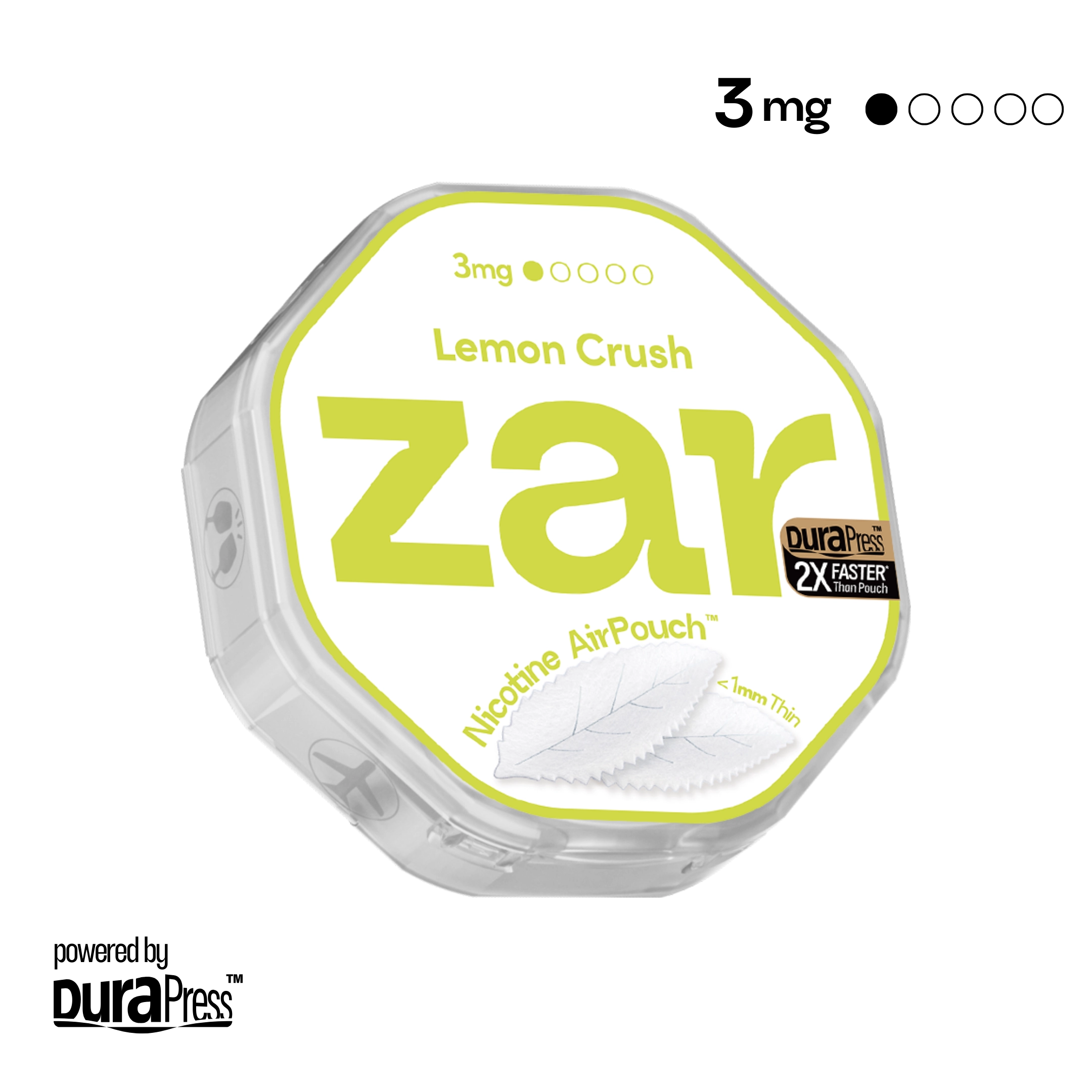 US Shop zar Oral Nicotine AirPouch Lemon Crush Flavor Fruit Flavour 3mg nicotine levels 20 pcs per can Price USD 4.9 multi-buy up to 30% discount off nicotine level options zar pouches nicotine strip snus nicotine pouch dosh pouch
