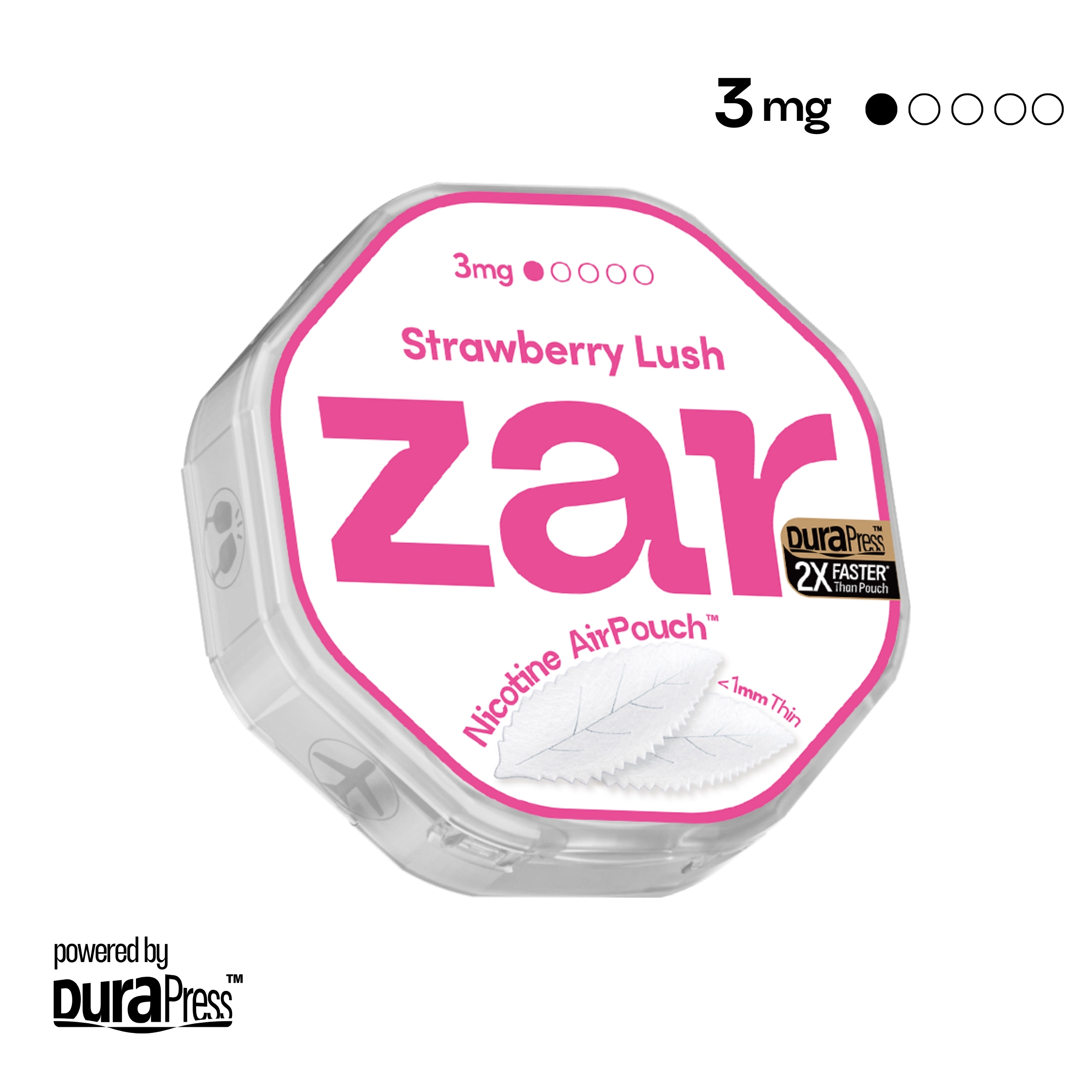US Purchase zar Oral Nicotine AirPouch Strawberry Lush Flavor Fruit Flavour 3mg nicotine strengths 20 pcs per can Price USD 4.9 multi-buy up to 30% discount off Pure nicotine derived from organic sources zar pouches nicotine strip snus nicotine pouch dosh pouch