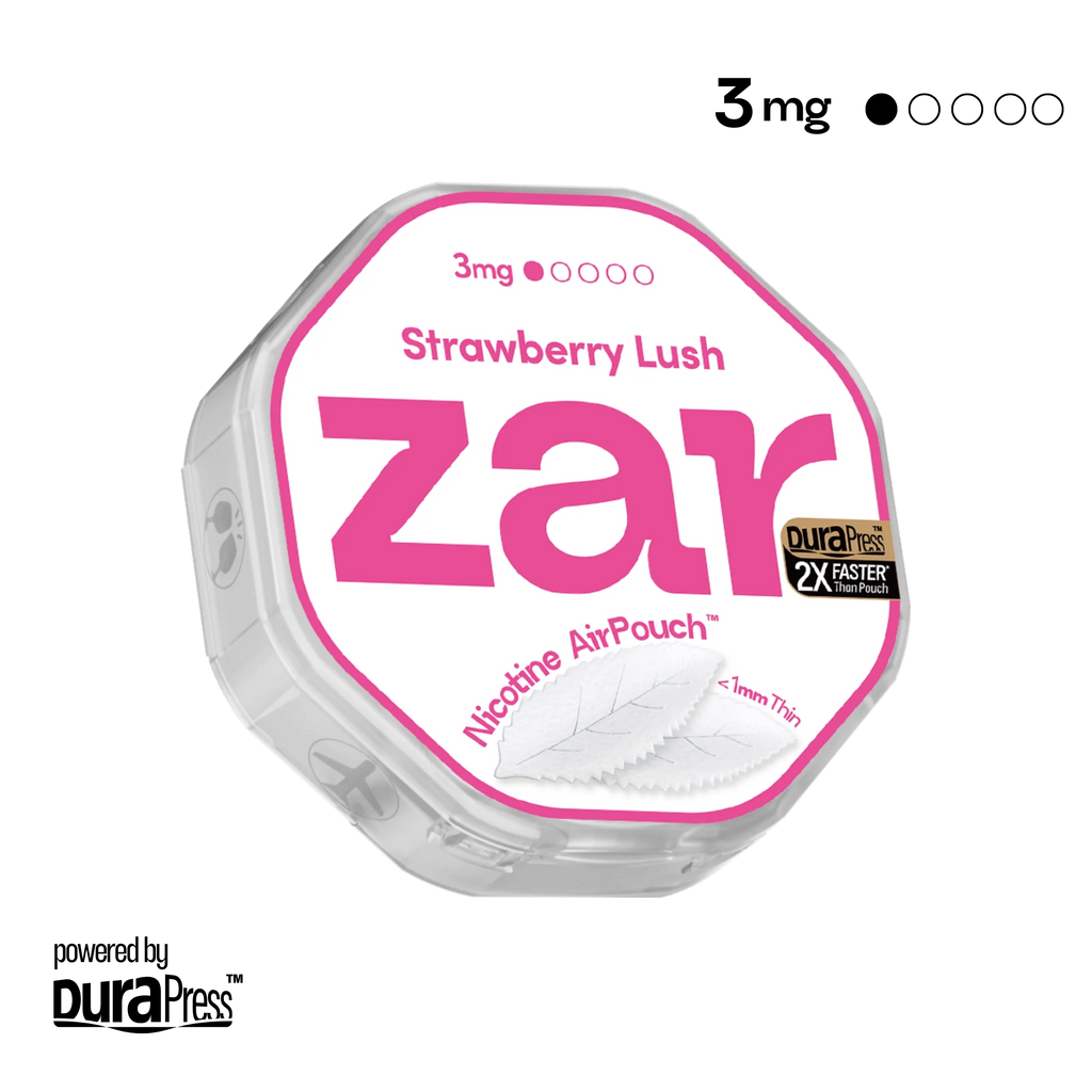 Begin US Lip nicotine pouches zar AirPouch Strawberry Lush Flavor Flavour 3mg Nicotine Energy-sip  🍓