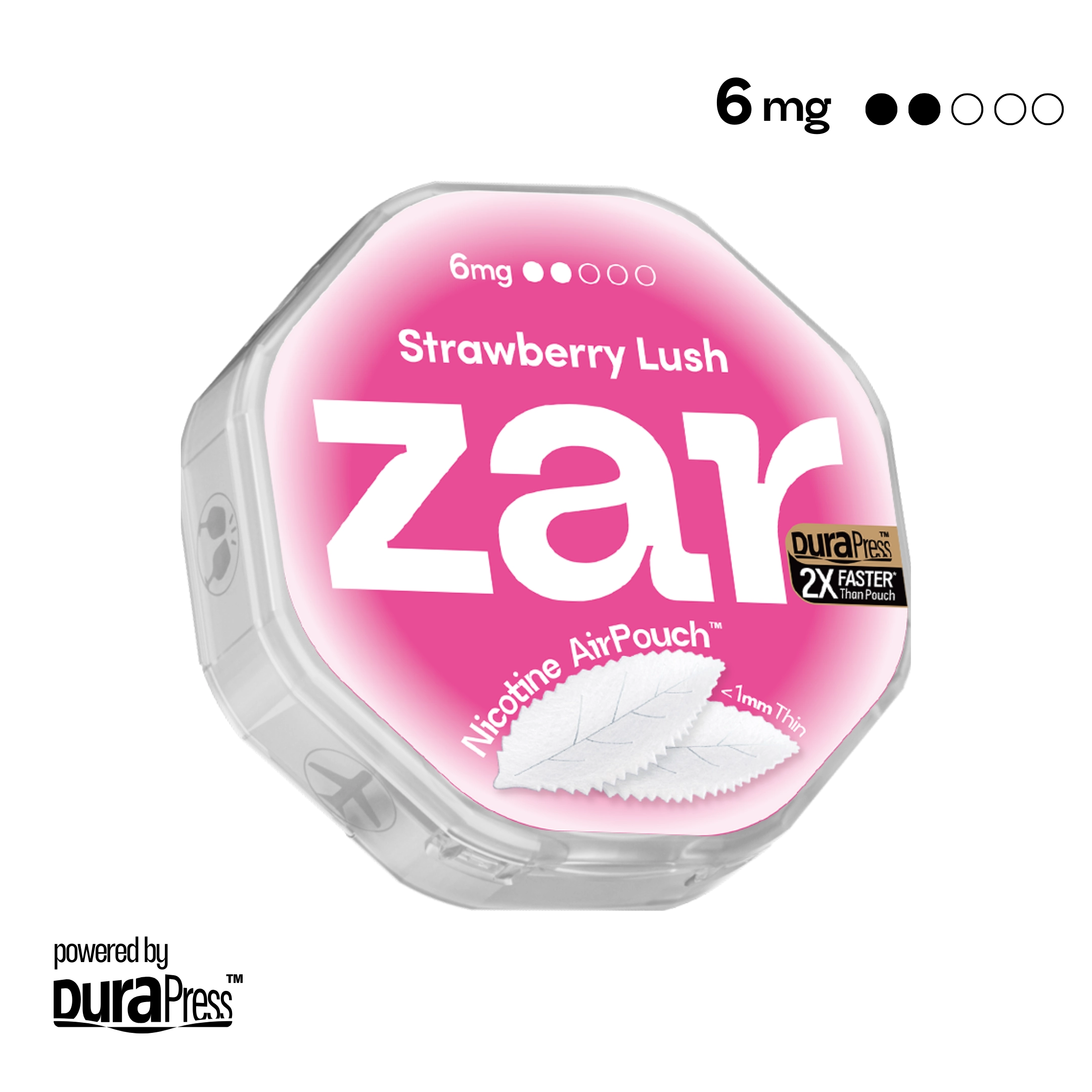 US Purchase zar Oral Nicotine AirPouch Strawberry Lush Flavor Fruit Flavour 6mg nicotine strengths 20 pcs per can Price USD 4.9 multi-buy up to 30% discount off Pure nicotine derived from organic sources zar pouches nicotine strip snus nicotine pouch dosh pouch