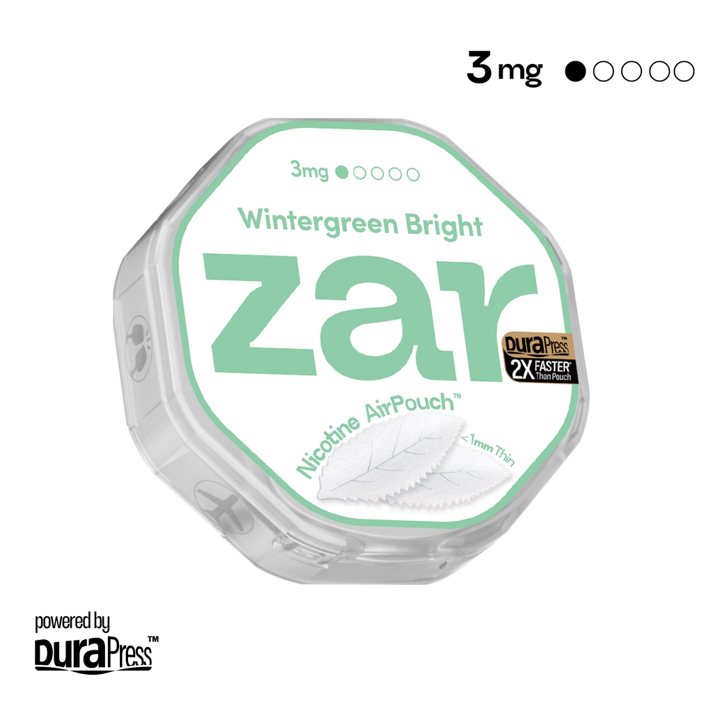 US Buy zar Oral Nicotine AirPouch Wintergreen Bright Flavor Mint Flavour 3mg nicotine levels 20 pcs per can Price USD 4.9 10% discount sitewide Pure nicotine derived from organic sources zar pouches nicotine strip snus nicotine pouch dosh pouch