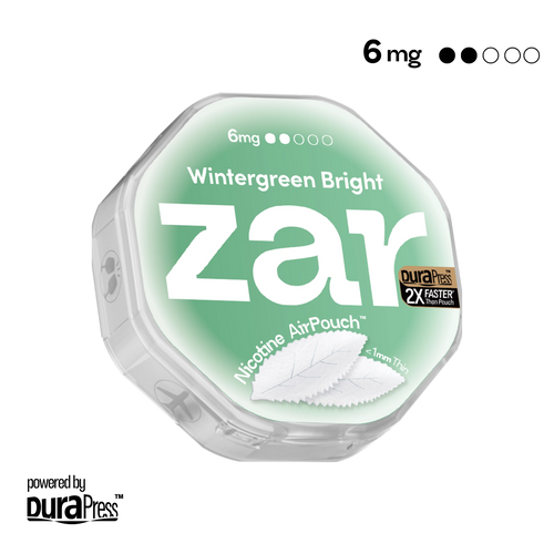 US Experience zar Oral Nicotine AirPouch Wintergreen Bright Flavor Mint Flavour 6mg nicotine strengths 20 pcs per can Price USD 4.9 multi-buy up to 30% discount off World 1st Nicotine AirPouch zar pouches nicotine strip snus nicotine pouch dosh pouch